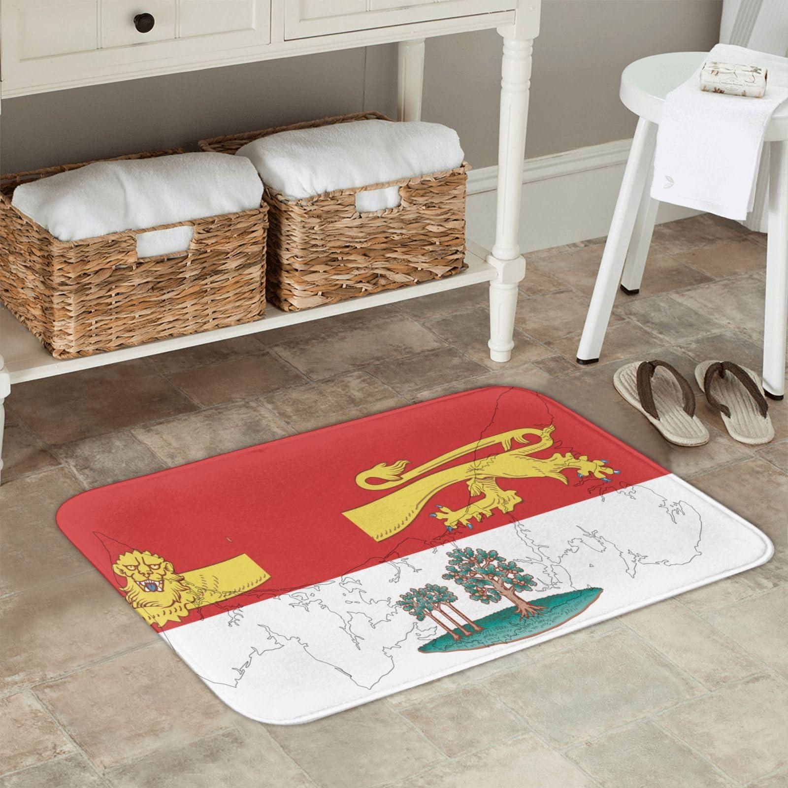 KOSPOGO KOSPOGO Flag Map of Prince Edward Island Bathroom Rugs Ultra Soft Non Slip Bath Mat Durable Kitchen Bedroom Rug 16x24 Inch Area Rug Door Mat