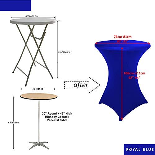 HAORUI HAORUI 30 inch Highboy Cocktail Round Fitted Stretch Spandex Table Cover Cloth for Party Wedding Royal Blue
