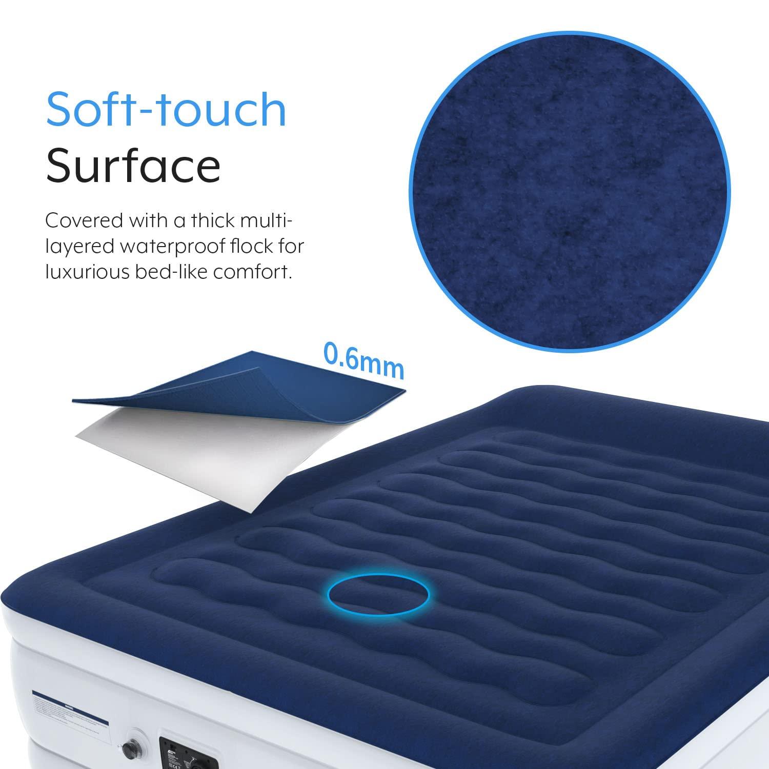 Active Era Active Era Luxury Queen, High Air Mattress with Built in Pump and Raised Pillow - Elevated Double, with Structured I-Beam Technology, Height 22\" Tall Air Bed Queen Size