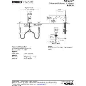 Kohler Artifacts Widespread SPOUT, Bell, Polished Chrome