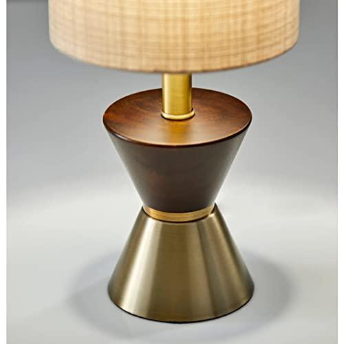 Adesso Adesso 4268-21 Carmen Table Lamp, 23 in., 100W Incandescent/20W CFL, Walnut Rubberwood/Antique Brass Finish, 1 Bedside Lamp