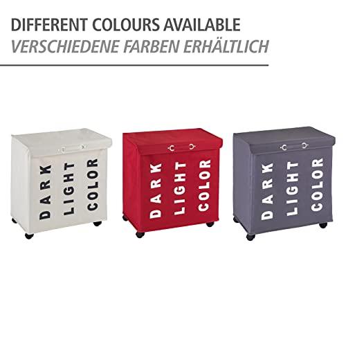 WENKO WENKO Trivo Basket, Laundry Sorter, with Lid, Hamper, Laundry Bin, 3 Section, 3 Bag, Room Storage, 30.64 gallon/22\" x 23.6\" x 13.8\", Grey