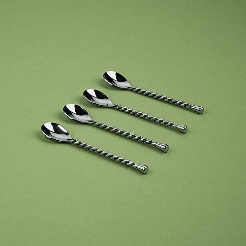 Gourmet Settings Gourmet Settings 4-Piece Mini Spoons Set-Silver Tear Collection Polished Small Stainless Steel Teaspoons, Demitasse Espresso Cutlery, Dishwasher Safe