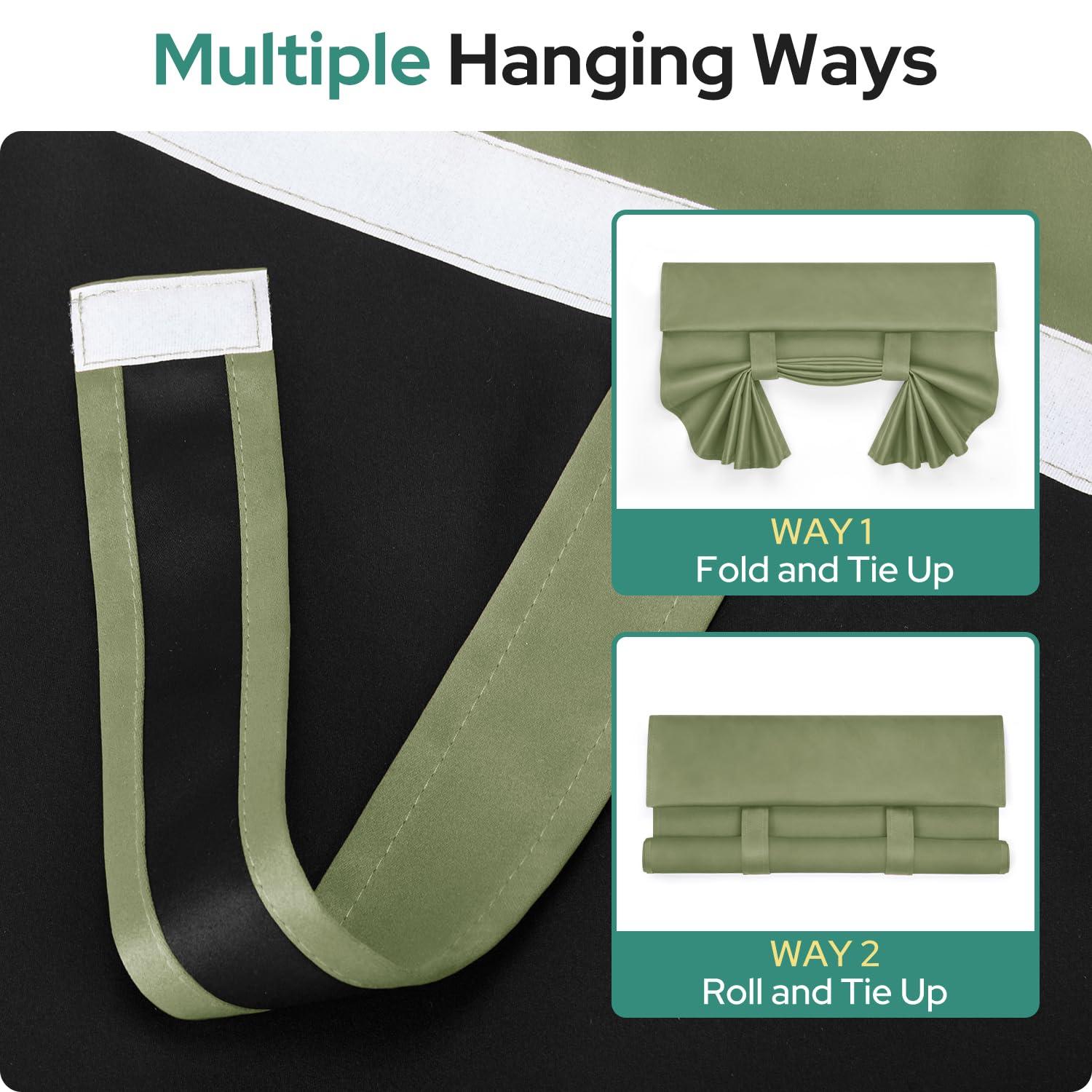 HOMEIDEAS HOMEIDEAS 100% Blackout French Door Curtains, Privacy Door Curtains for Window, 26 X 68 Inch Room Darkening Blinds, Thermal Insulated Window Shades for Bedroom, 1 Panel, Sage Green