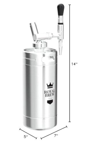 ROYAL BREW EST. 1987 The Original Royal Brew Nitro Cold Brew Coffee Maker - Gift for Coffee Lovers - 128 oz Extra Large Home Keg, Nitrogen Gas System Coffee Dispenser Kit