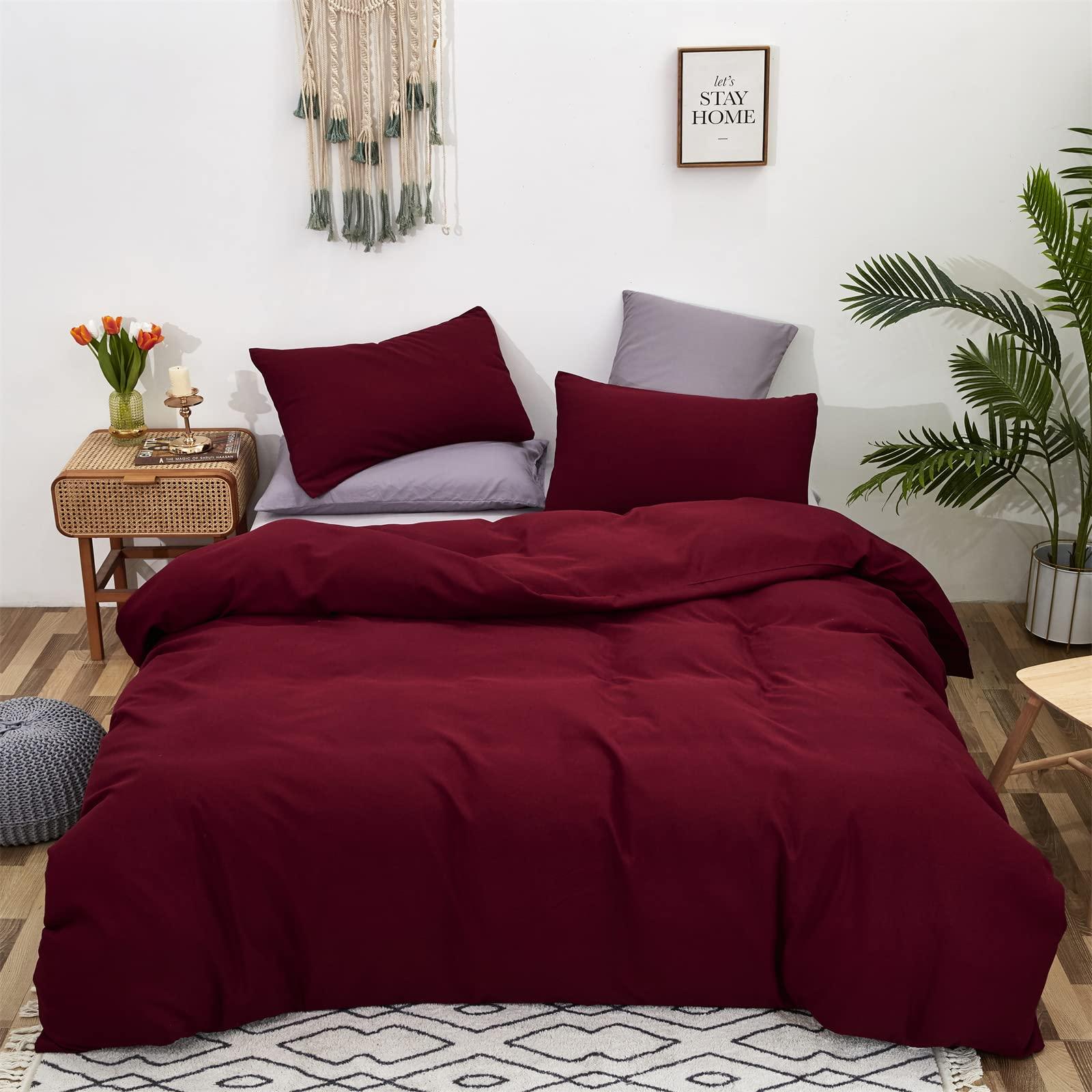Luxlovery Luxlovery Burgundy Comforter Set Twin Maroon Dark Red Bedding Comforter Set Wine Red Soft Breathable Durable Blanket Quilts 3 Piece Burgundy Bedding Set for Teens Kids Twin Bed