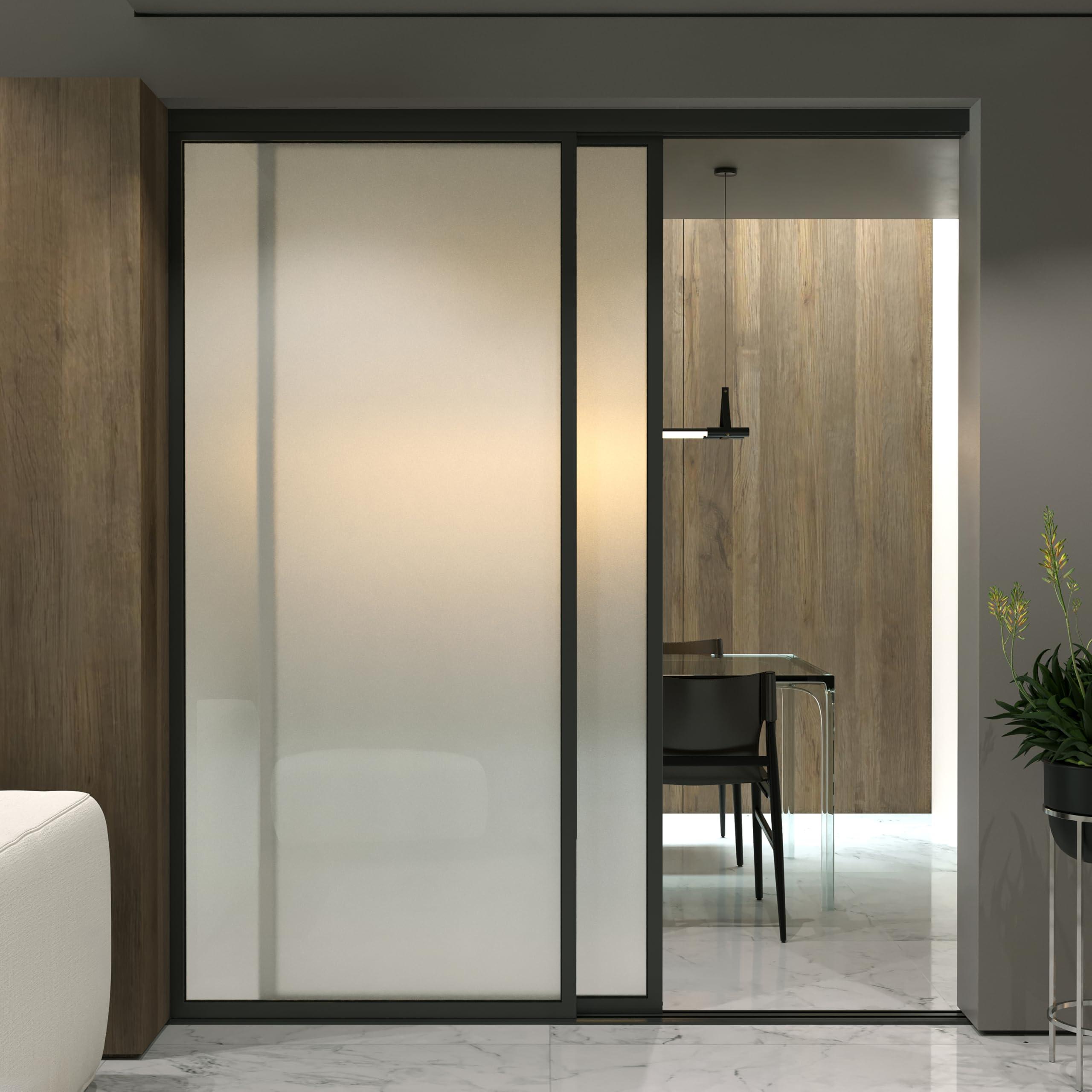 Doors55 Doors 55 Glass Room Divider Panel and Partition Wall, Partition Wall Divider & 2 Panel Room Divider - Perfect Wall Divider for Room Separation & Partition Room Dividers (Frosted Glass, 72x80)