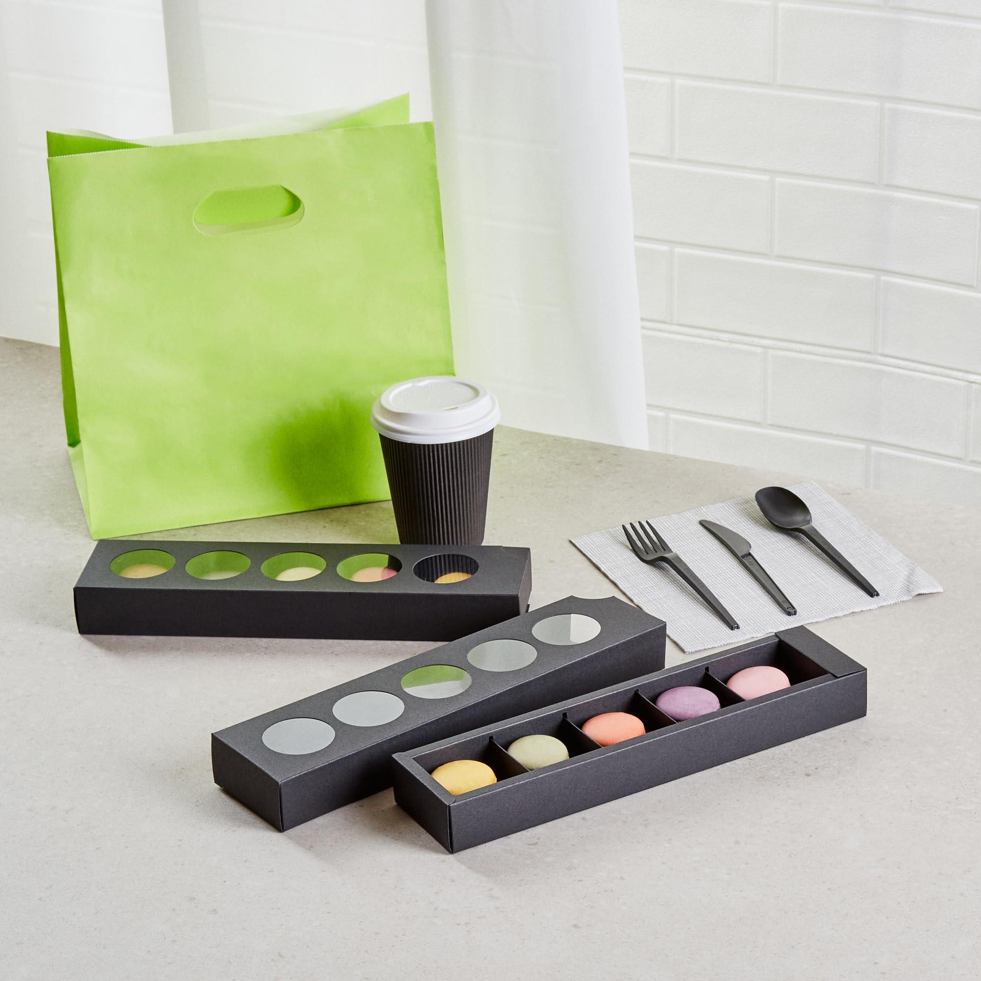 Restaurantware Restaurantware Valentino 12 Inch Macaron Boxes 100 Macaron Packaging - Holds 5 Macarons With Lids Black Paper Macaron Gift Boxes Separate Compartments For Gifts and Parties