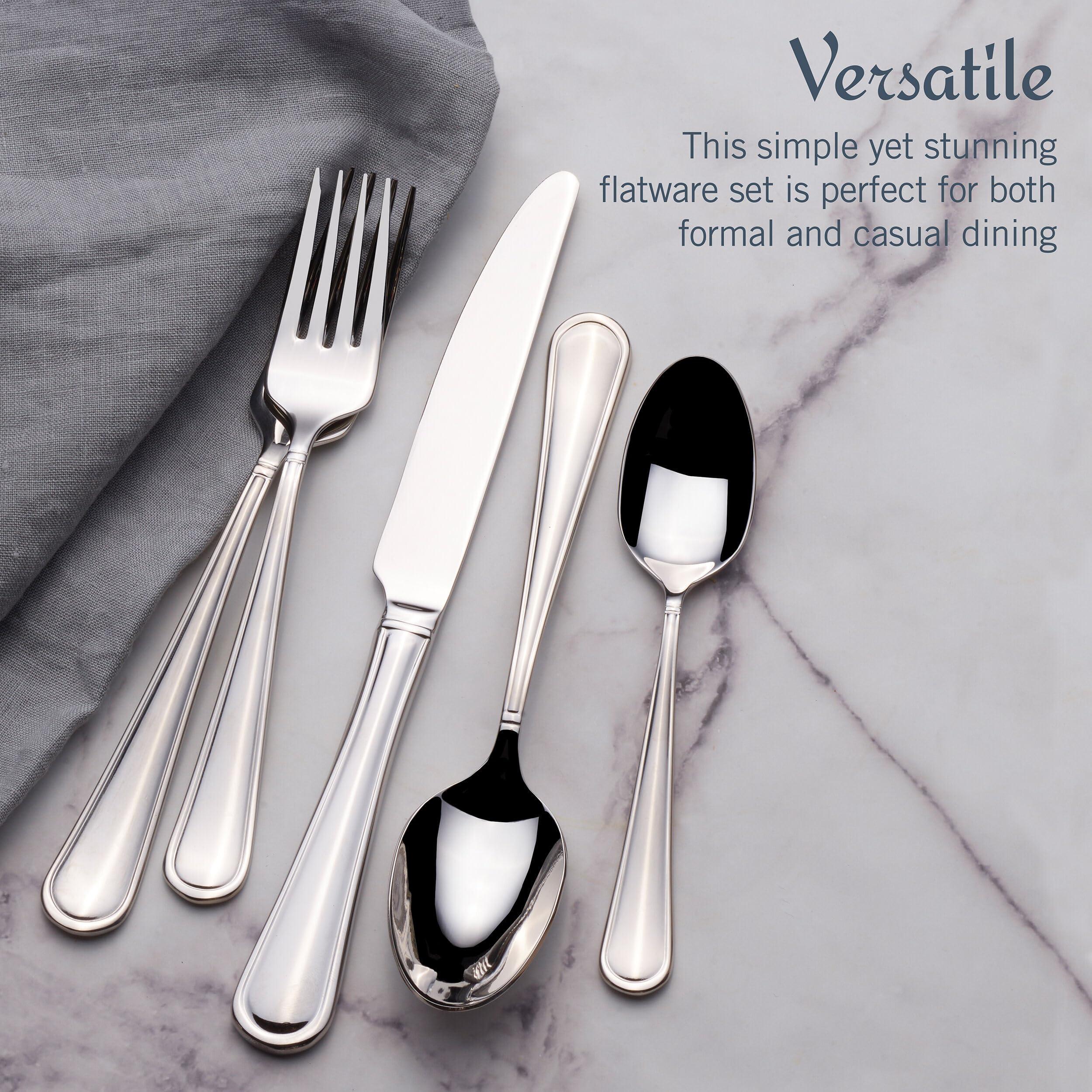 Mikasa Mikasa, Virtuoso Flatware Service for 12, 65 Piece Set, 18/10 Stainless Steel, Silverware Set with Serving Utensils