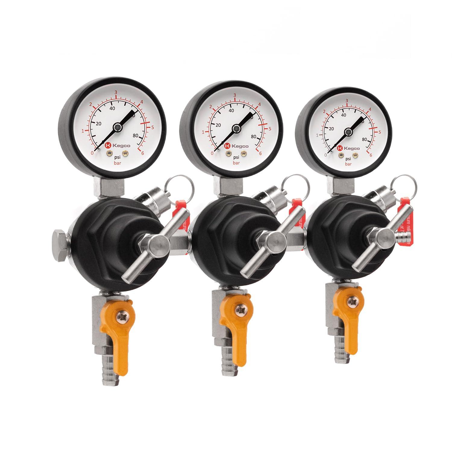 Kegco Kegco Secondary Regulator, Triple Gauge, Chrome