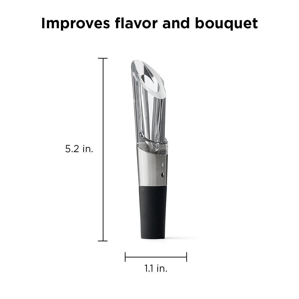 Rabbit Rabbit Wine Aerator and Pourer, 1.1 x 1.1 x 5.2 inches, Clear/Stainless Steel