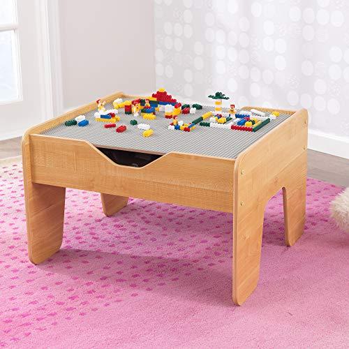 KidKraft KidKraft Reversible Wooden Activity Table with Board with 195 Building Bricks  Gray & Natural, Gift for Ages 3+