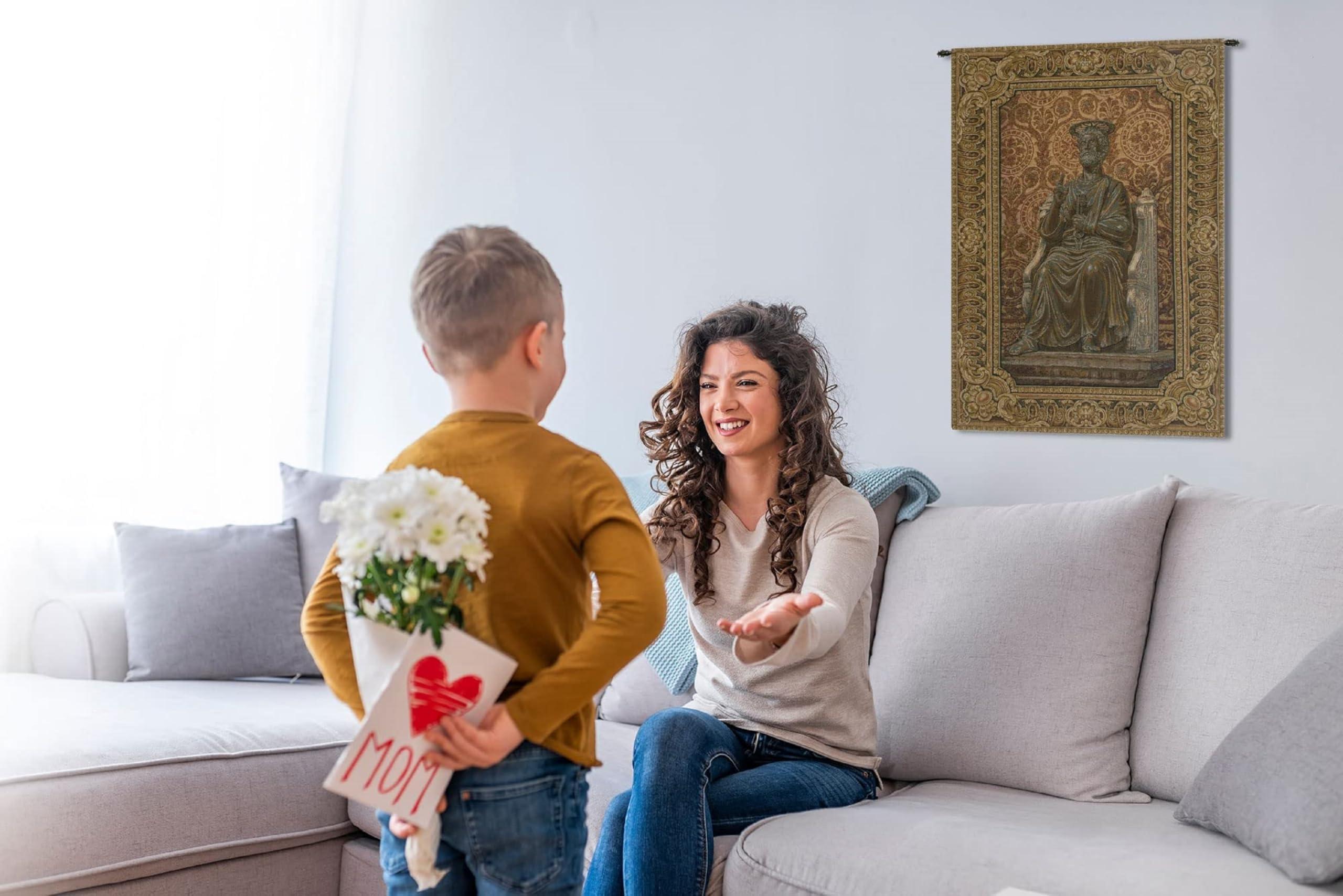 C Charlotte Home Furnishings Inc. Charlotte Home Furnishings Inc. Bronze Statue Of St. Pietro Italian Tapestry Wall Hanging 38 X 25 Inch Viscose Cotton And Polyester Blend Wall Art Perfect For Home Decor And Wall Decor