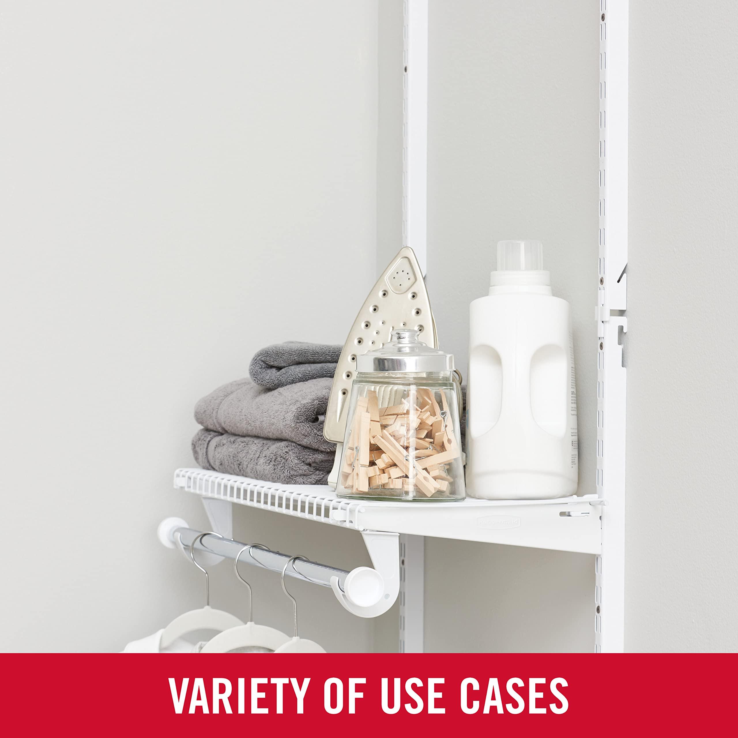 Rubbermaid Rubbermaid Configurations Custom Closet Kit, 2-4 Ft. Adjustable Metal Wire Shelving, White Finish, Expandable Organization System, Hardware Included, for Home Closet/Pantry/Laundry/Mudroom