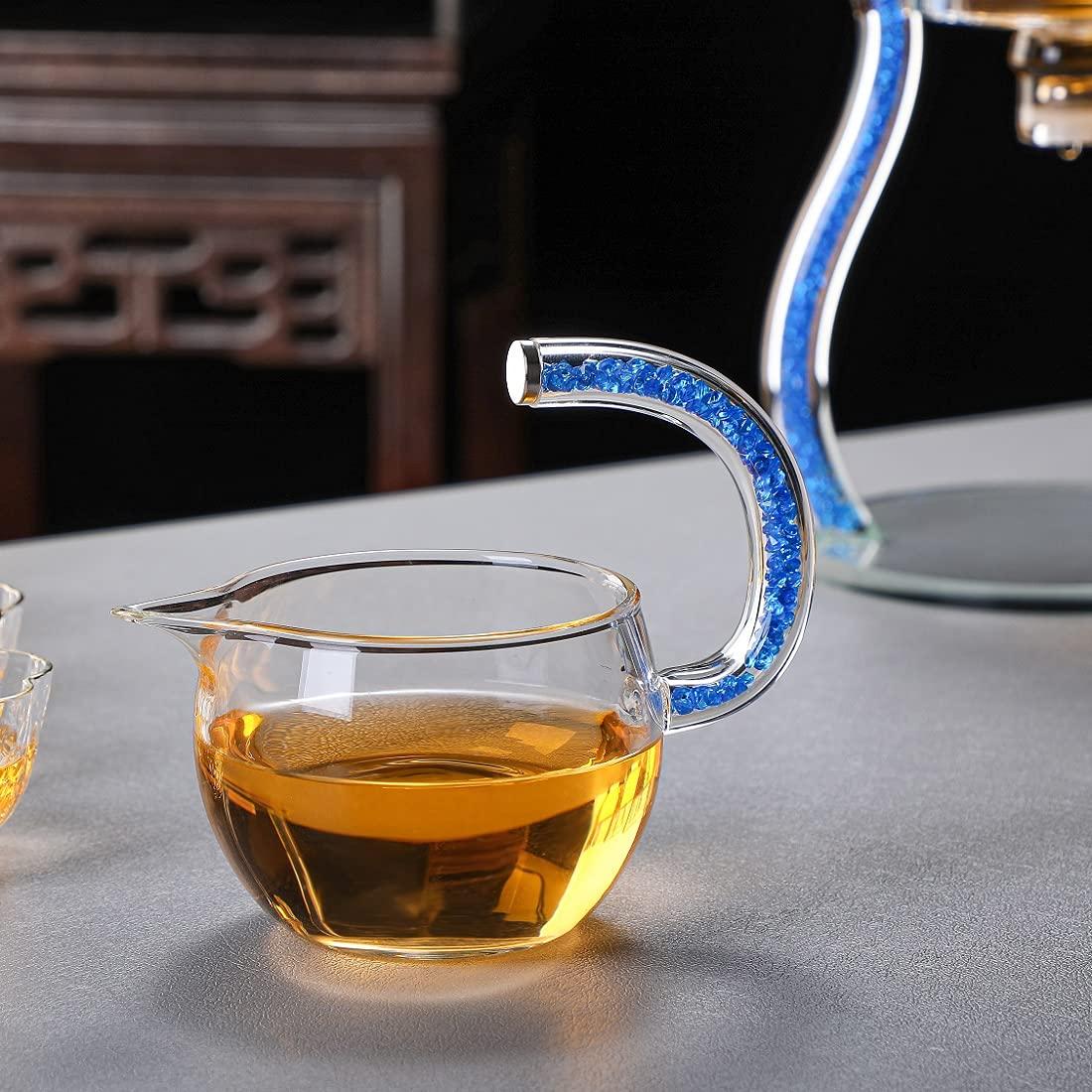 RORA RORA Lazy Kungfu Glass Tea Set Semi Automatic Drip Rotating with Infuser Glass Teapot Set (6 cups)