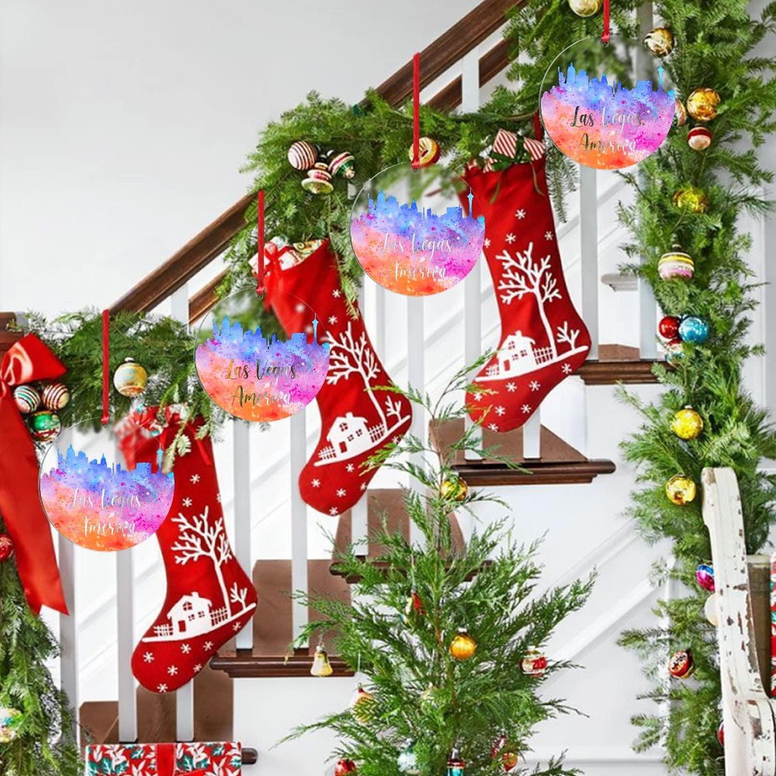 Generic America Las Vegas Acrylic Ornaments City Home Ornament Keepsake Flat Ornament Xmas Tree Christmas Tree Ornament Housewarming Gifts 3 inches