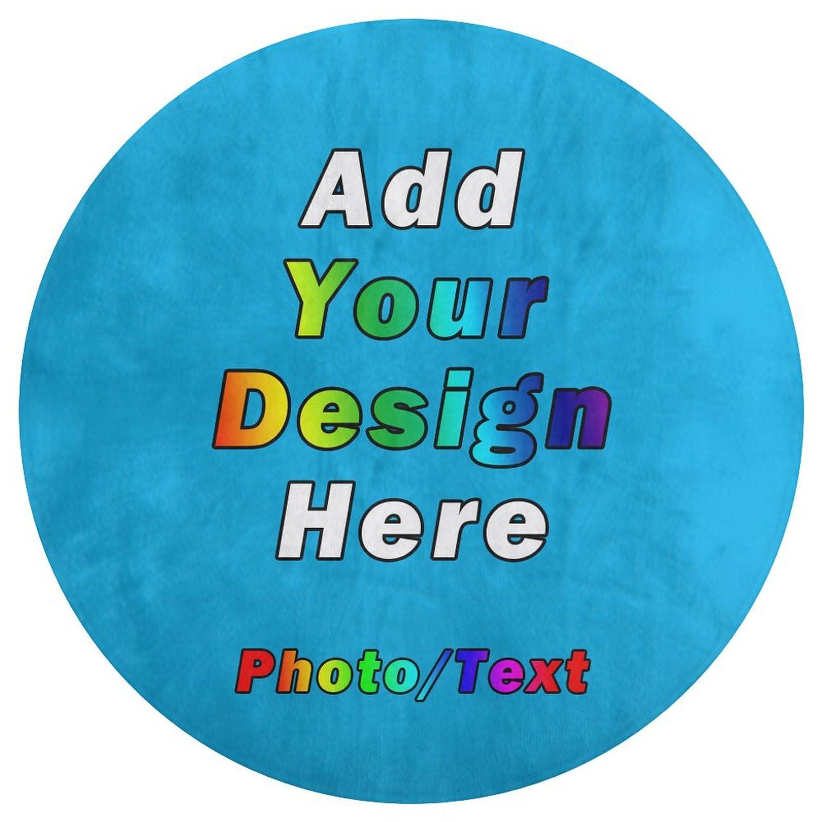 Yhbtgvrce Yhbtgvrce Custom Rugs with Logo Personalized with Logo Text Photo, Anti Slip Washable Door Mat Decorative for Bedroom Living Room Office Garden Balcony etc, SkyBlue, 35.4"x35.4"