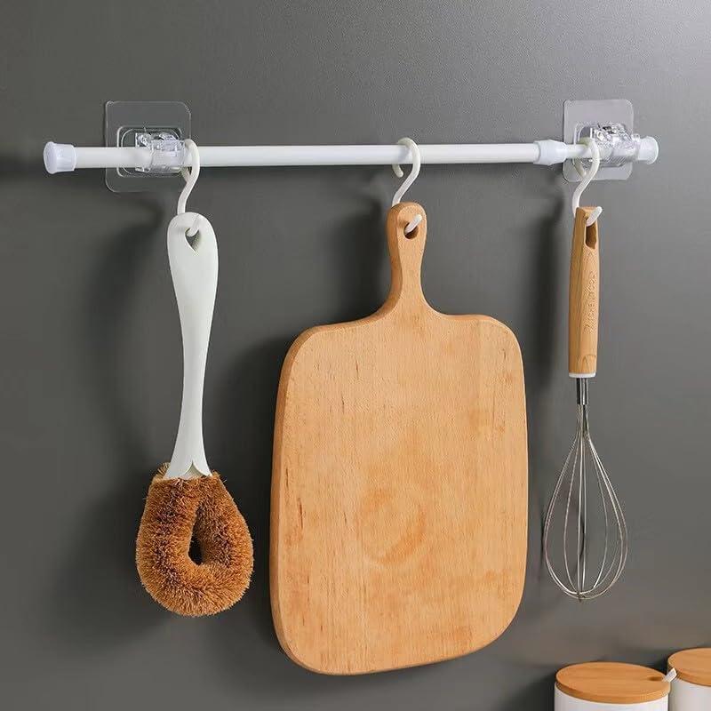 HomeLoft Basics Spring Tension Curtain Rods Short Tension Rod (White, 30" to 50"-2Pcs 2 hooks)