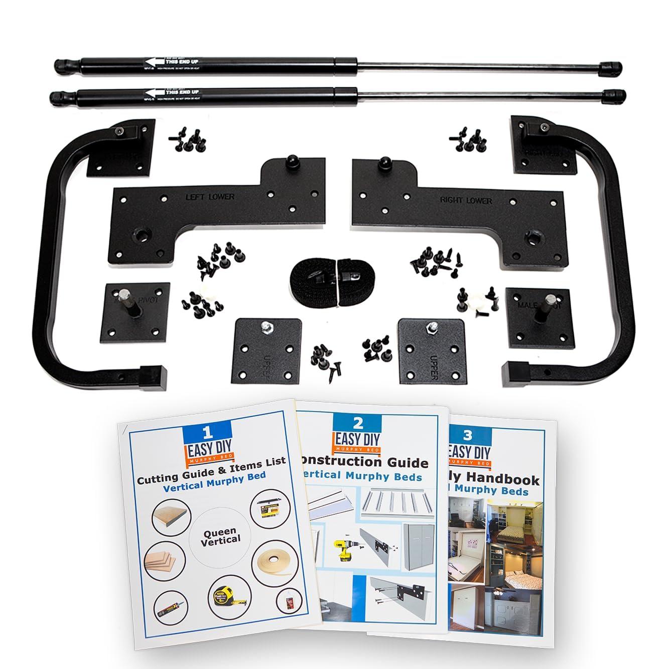 Easy DIY Murphy Bed Queen Murphy Bed Hardware Kit Vertical - Made in The USA - Murphy Bed Queen Size Murphy Bed Kit - DIY Murphy Bed Kit Queen Wall Bed for Guestroom - Easy to Build Hidden Murphy Beds - Wall Murphey Bed