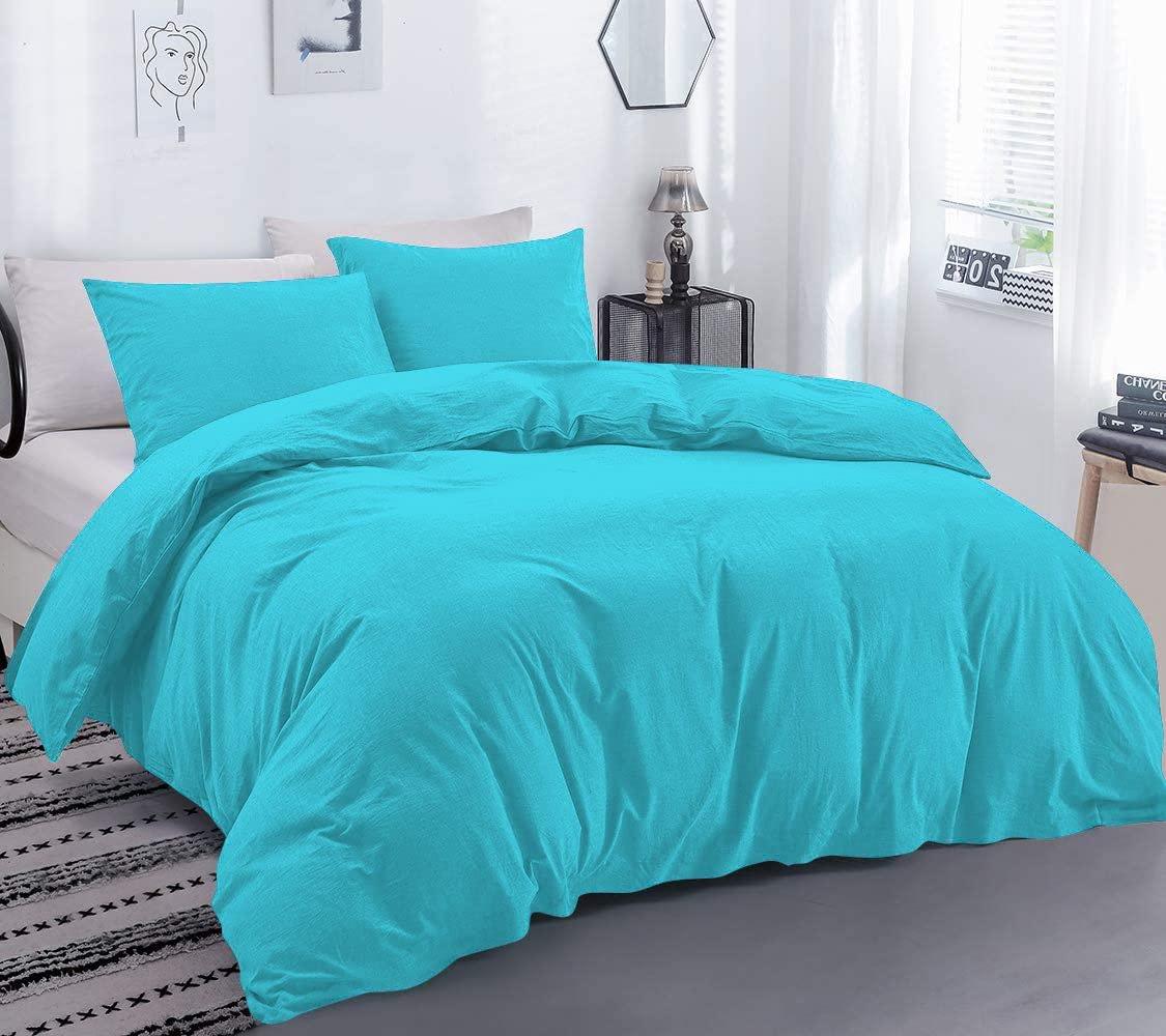 TONY'S TEXTILES TONY'S TEXTILES Duvet Cover Set 3 PC with Zipper & Corner Ties 100% Egyptian Cotton | 1000 Thread Count Luxurious Bedding 1 Duvet Cover 2 Pillow Shams (Twin/Twin-XL, Turquoise Blue)