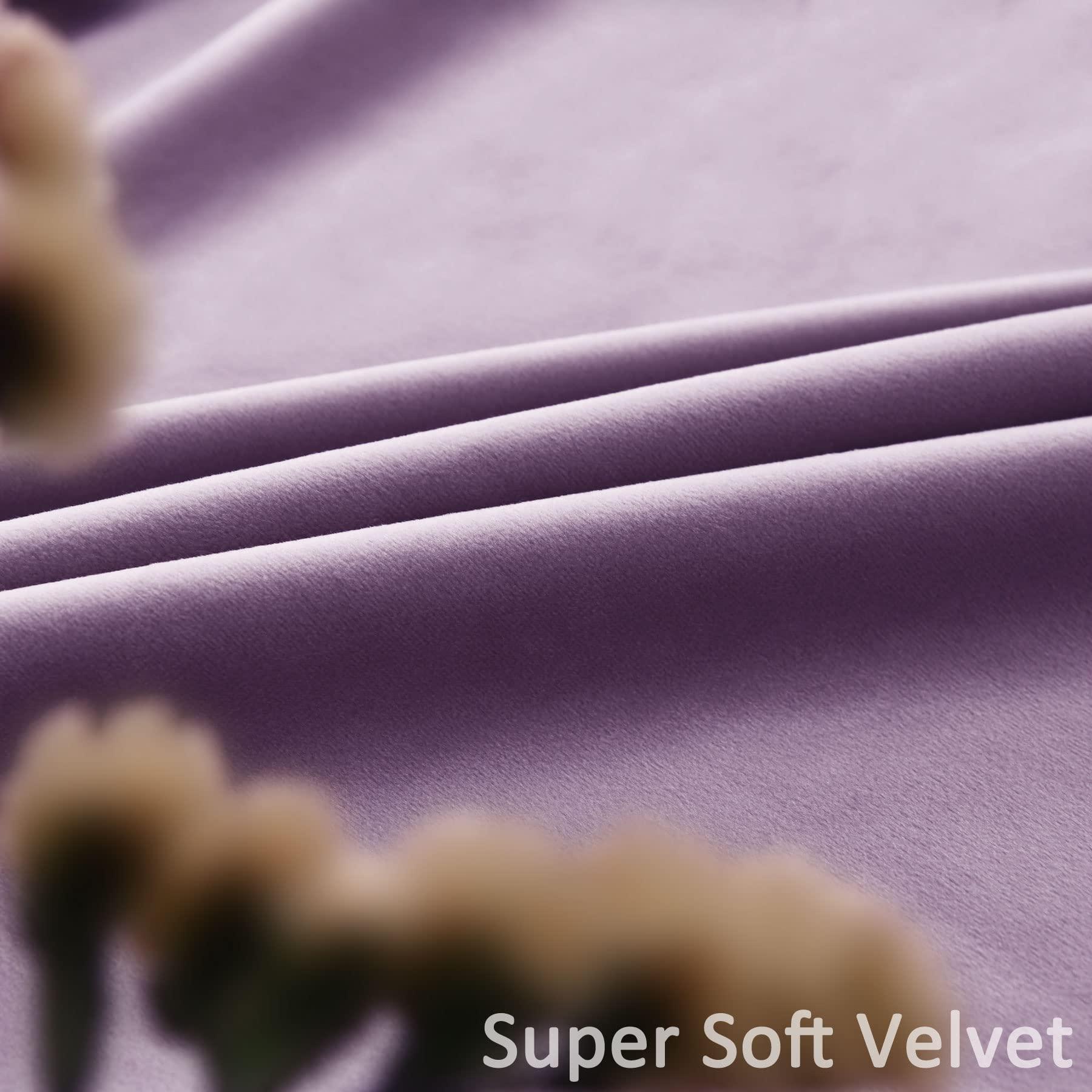 Fcosie Fcosie Extra Long Grommet Curtains - Custom Made Soft Velvet Drapes 10 to 24 feet Length - Room Darkening Window Panels in Violet - High Curtains for Living Room, 100" Wide by 204" Long, 1 Panel