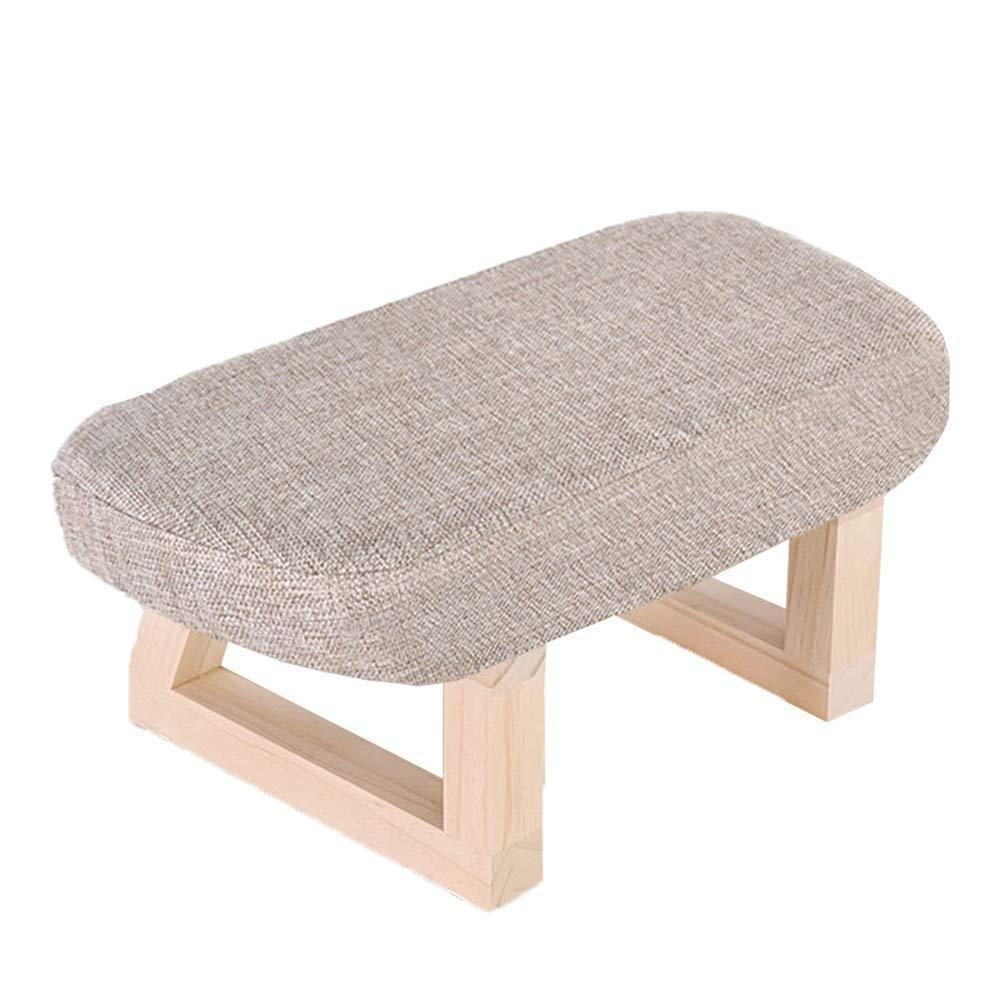 WWTSMYXGS Footstools Footstool Ottoman Small Washable Change Shoes Seat Play Stool Linen Solid Wood Frame,7 Colors (Color:Gray)