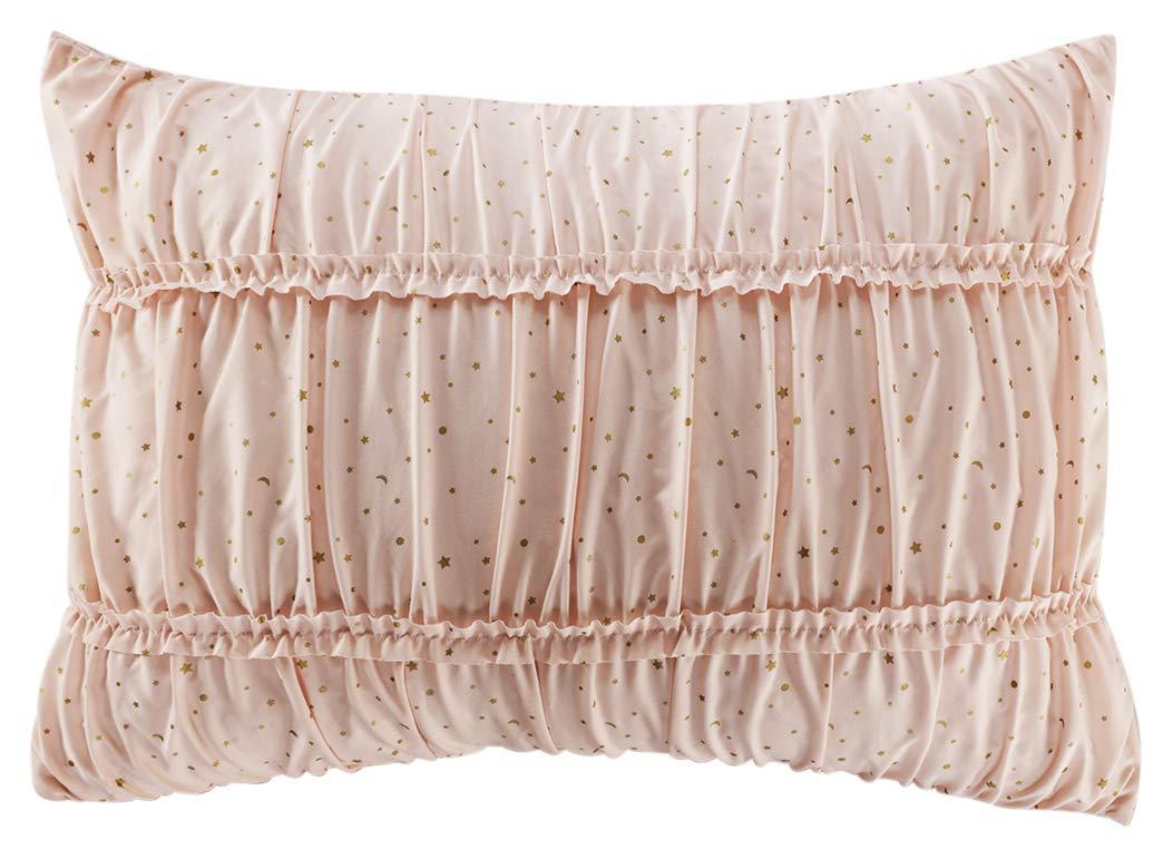 Madison Parker Mytex Celestial Princess Pretty 5-Piece Comforter set with gold metallic foil, Smocked texture, Girls, Teen bedding, Stars and Moons, Two Twinkling Decorative Pillows, Shabby Chic, Blush Pink, Full