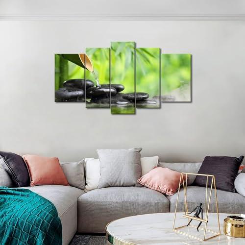 First Wall Art 5 Panel Zen Wall Art Green Spa Still Life with Bamboo Painting The Picture Print On Canvas Botanical Pictures for Home Decoration