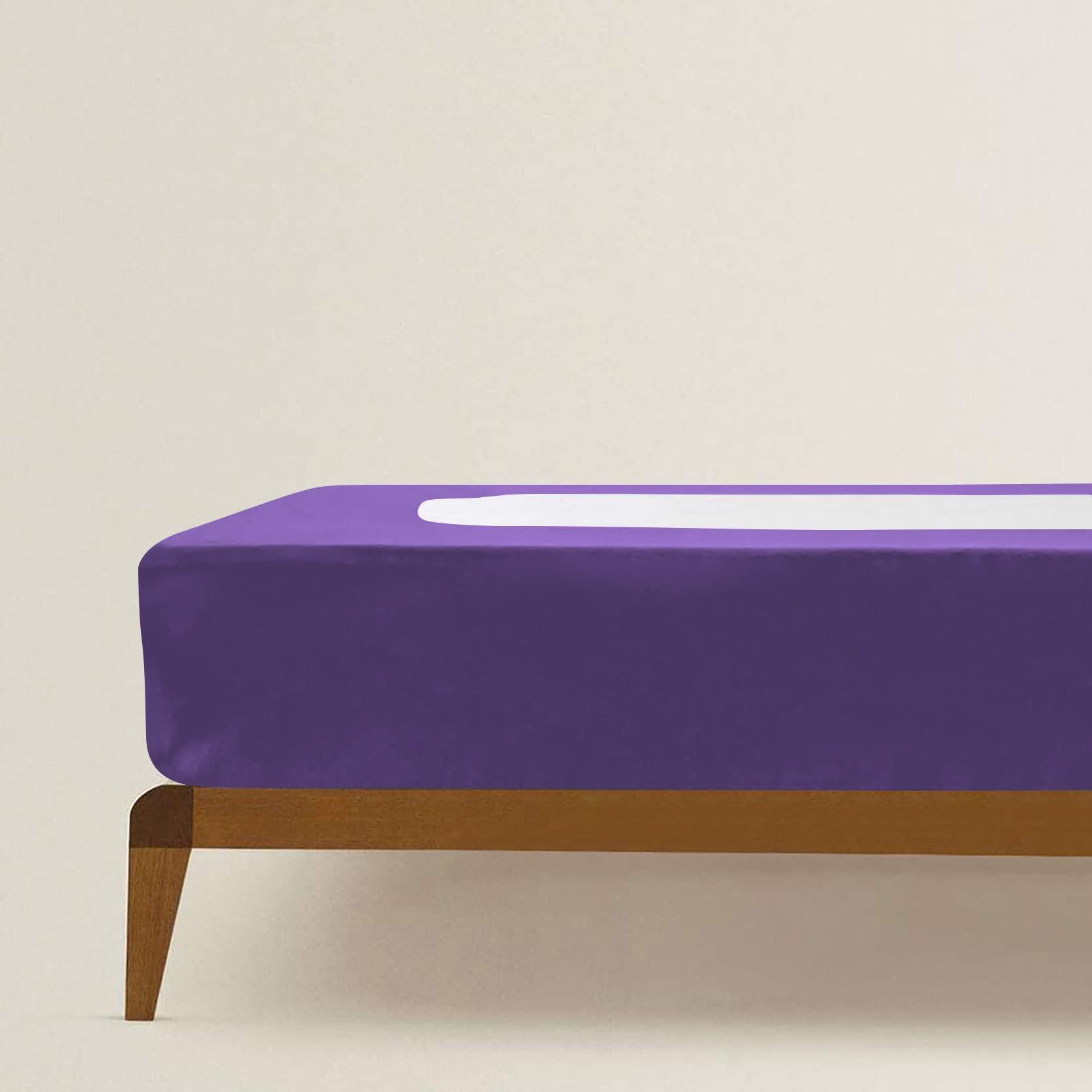Kings Loft Kings Loft StretchWrap Box Spring Cover - 100% Egyptian Cotton, 1000 Thread Count, Wrap Around 4 Sides Bed Skirt for Hotel & Home, Fits Box Springs up to 28 Inch - Twin, Purple