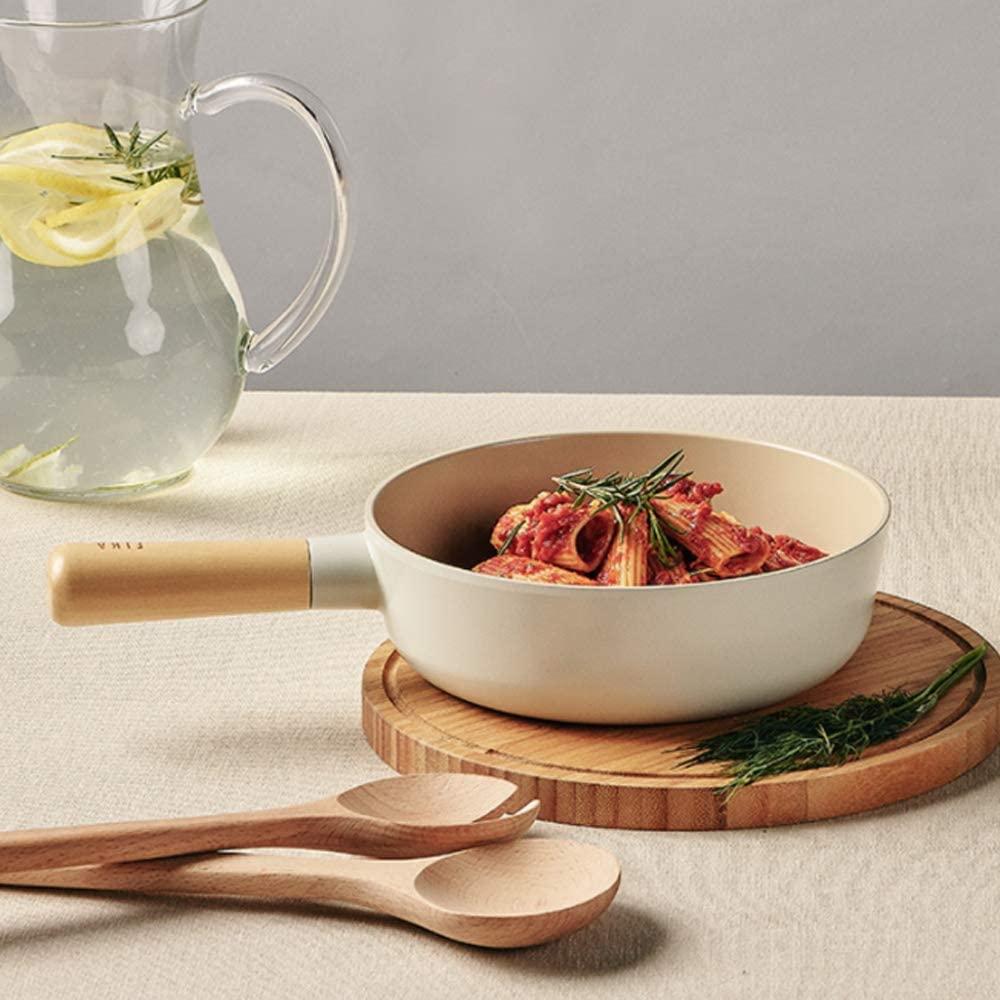 Neoflam Neoflam FIKA 4-Piece Home Kitchen Essential Mini Cookware Pan and Pot Set with Lid, Nonstick Ceramic Coating, Induction, Made in Korea