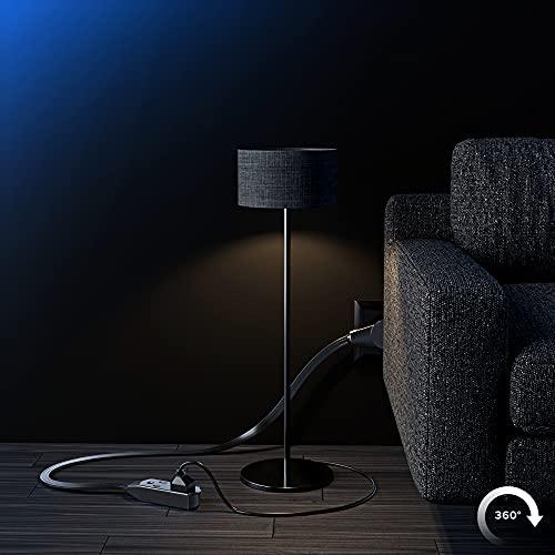 Maximm Maximm Cable 10 Ft 360° Rotating Flat Plug Extension Cord/Wire, 16 AWG Multi 3 Outlet Extension Wire, 3 Prong Grounded Wire - Black - UL Certified