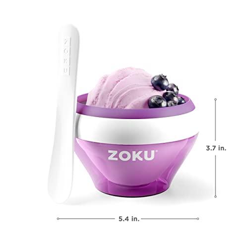 ZOKU Zoku Ice Cream Maker, Compact Make and Serve Bowl with Stainless Steel Freezer Core Creates Soft Serve, Frozen Yogurt, Ice Cream and More in Minutes, BPA-free, 6 Colors, Purple