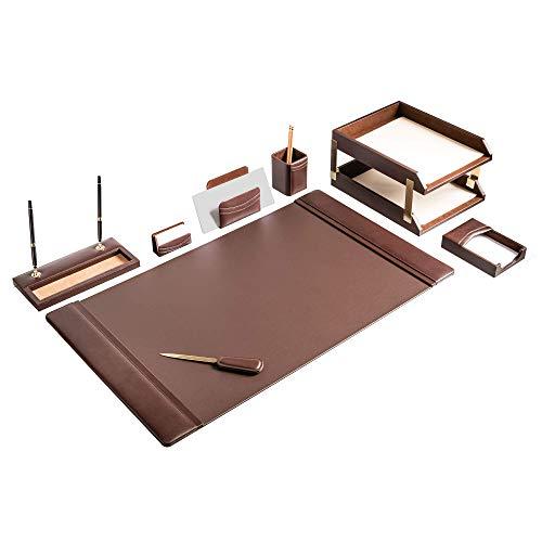 Dacasso Dacasso D3420 Classic Leather Desk Set, 10pcs, Chocolate Brown