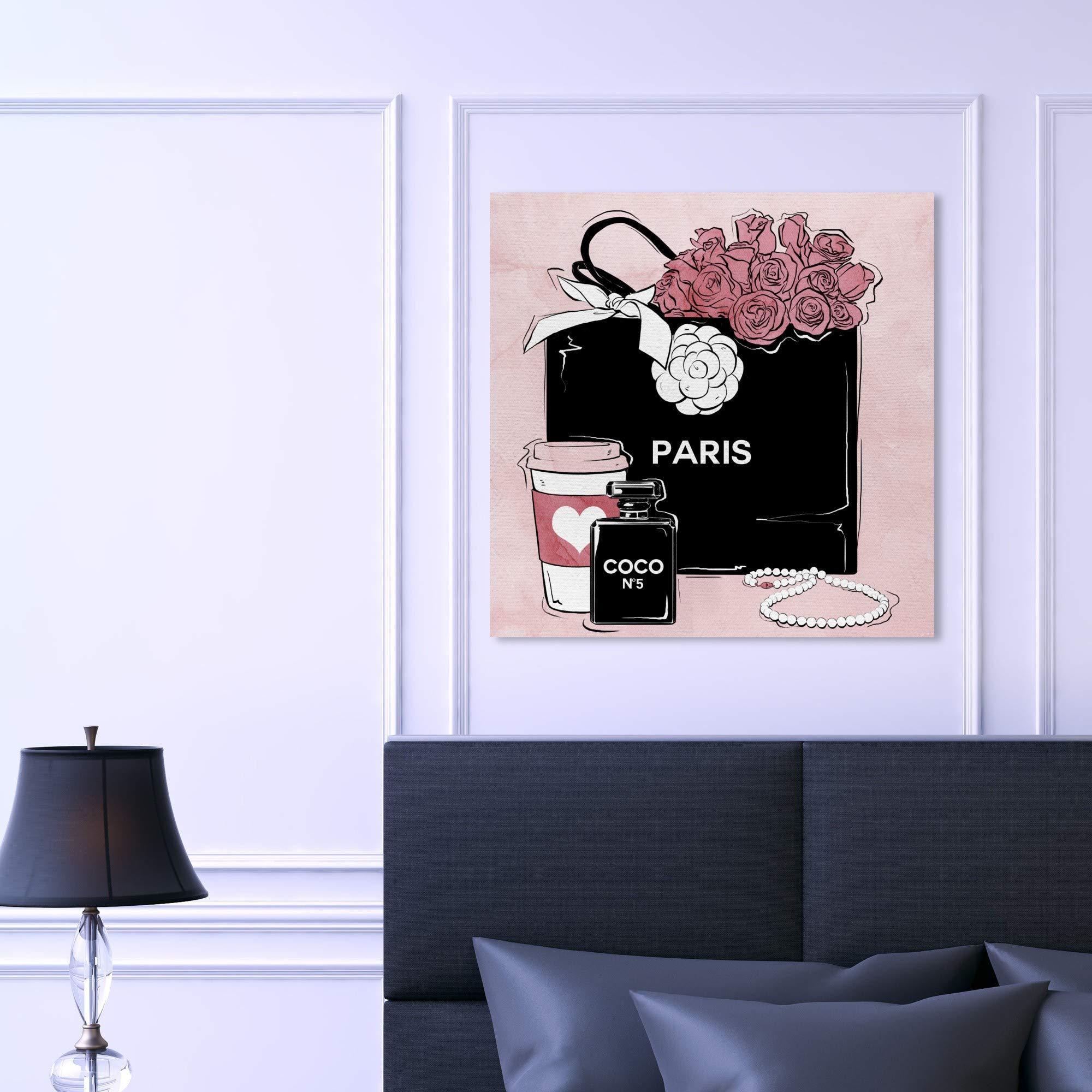 The Oliver Gal Artist Co. The Oliver Gal Artist Co. Fashion and Glam Wall Art Canvas Prints \'Shopping and Coffee\' Home Dcor, 30\" x 30\", Pink, Black