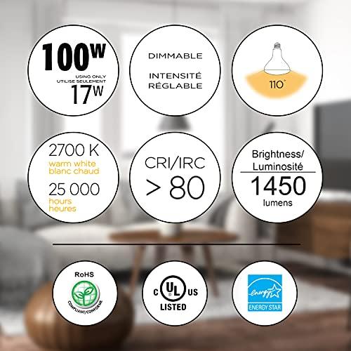 Luminus Luminus PLYC5732 BR40-17W (100W) 1400 Lumens Warm White 2700K Dimmable Led Light Bulb - 6 Pack,