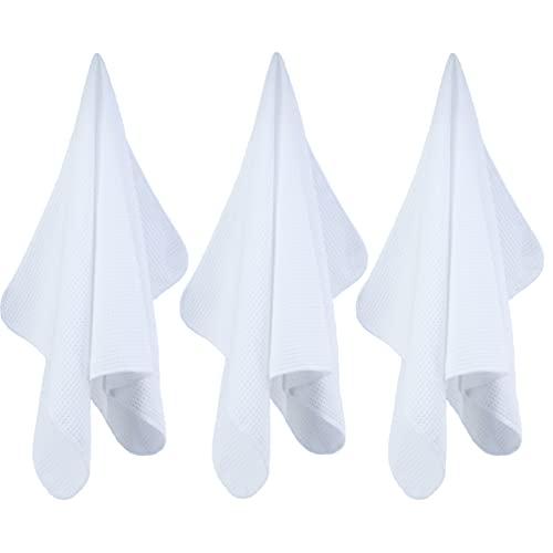 POLYTE POLYTE Premium Microfiber Kitchen Dish Hand Towel Waffle Weave 12 Pack (16x28 in, White)