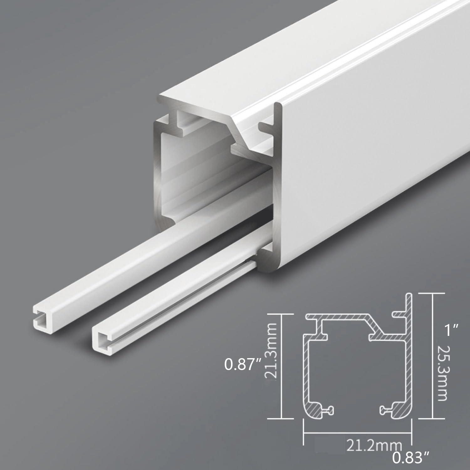 Bcofo Ceiling Curtain Track Set Black Wall Mount Curtain Rail Track System with Roller Hooks and Hardware Room Divider Curtain Rod or Wall with Rolling Hooks(White,2.2m(7.2ft))