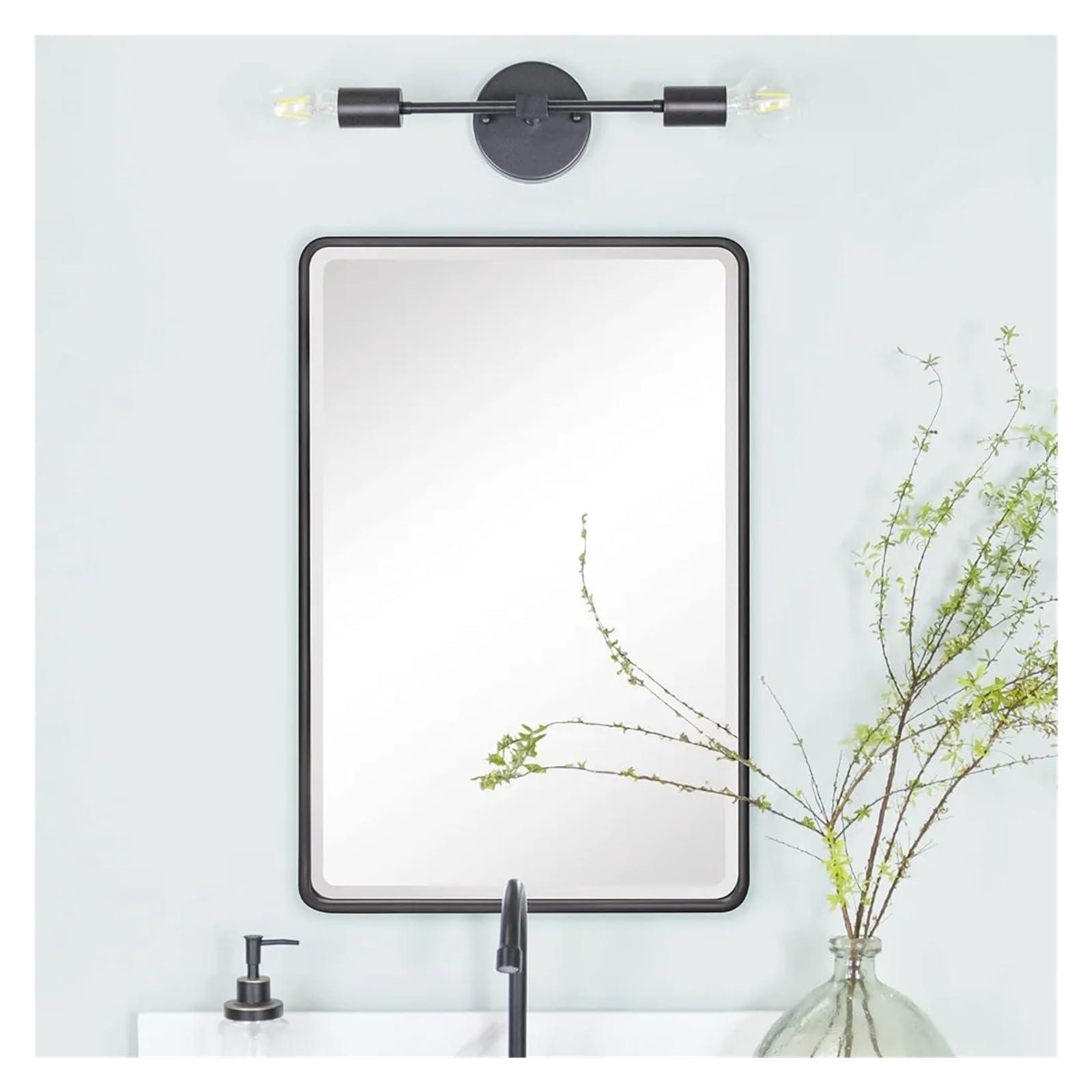 ECBCUEG ECBCUEG Black Metal Frame Recessed Bathroom Medicine Cabinet with Beveled Mirror Rounded Rectangular Bathroom, Framed Wall Mounted Mirror