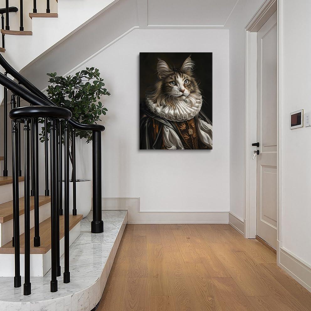 Generic Generic Royal Cat Portrait Renaissance Cat Painting Pet Lovers Gift Royal Portrait Pet Portrait gift Animal Painting Wall Decor Gothic wall art Home decoration 11x14 poster Unframed