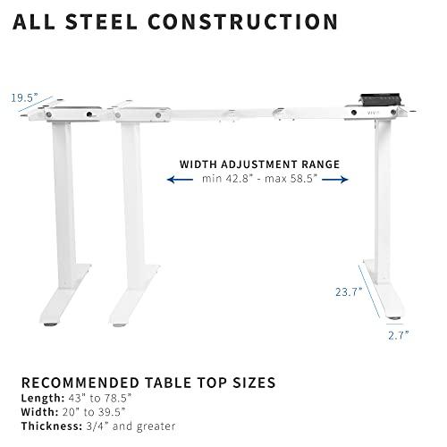 VIVO VIVO Electric Dual Motor Standing Desk Frame for 43 to 79 inch Table Tops, Frame Only, Ergonomic Standing Height Adjustable Base with Push Button Memory Controller, White, DESK-V122EW