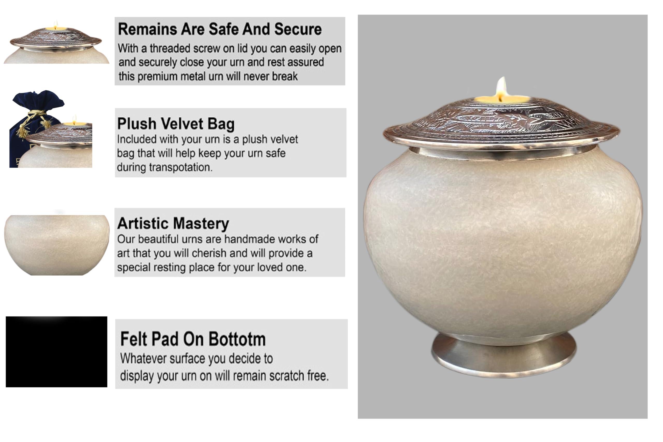 BOLD & DIVINE BOLD & DIVINE Cremation Urns for Human Ashes Adult - Large White Candle Urn - Decorative Urn for Ashes Display at Home Beautiful