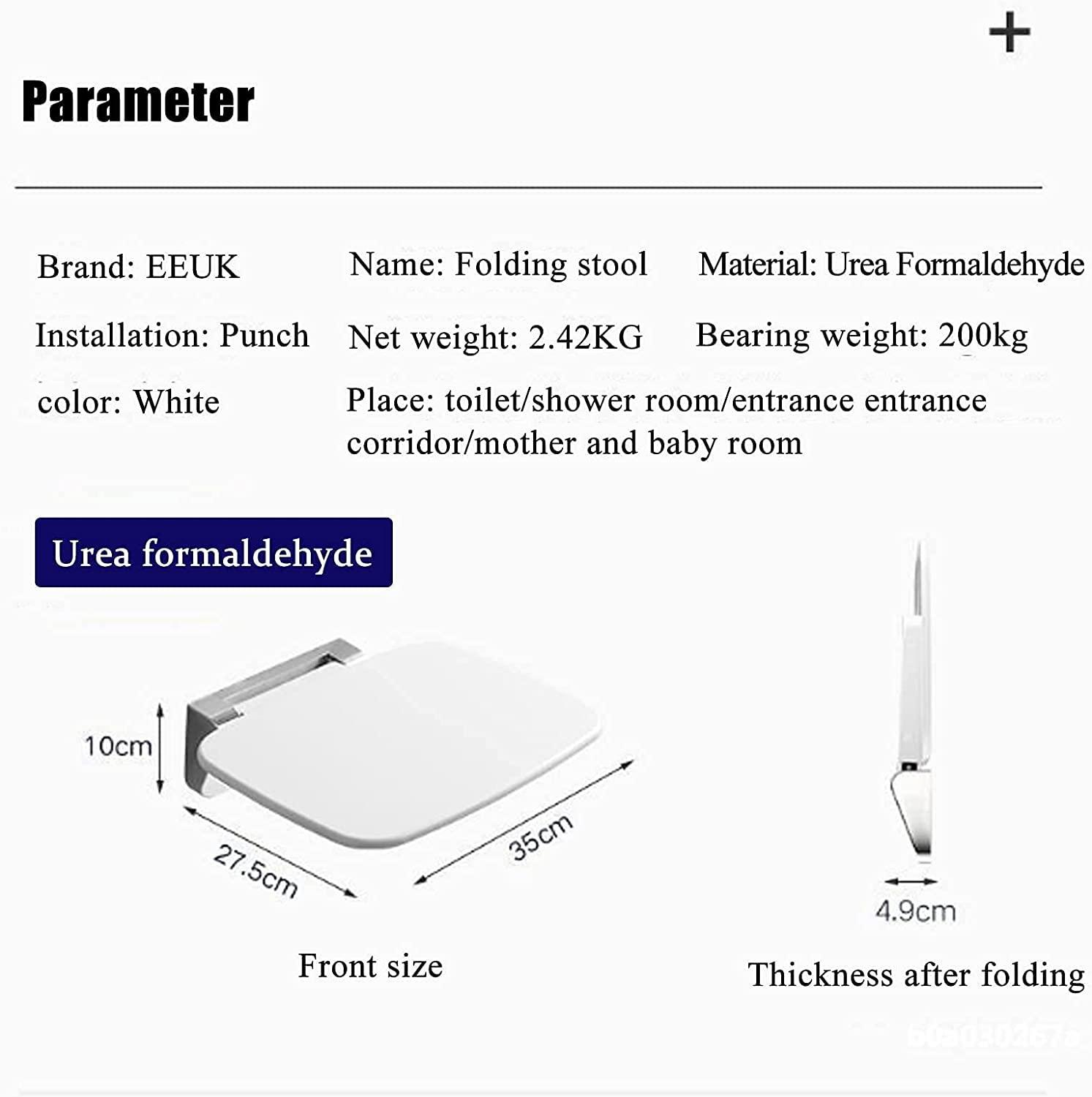 SHANSHUIYICHENG Wall-Mounted Foldable Shower Seat Bathroom Stool Folding Shower Seats and Benches, Folding Seat for Shower Bathroom Accessories Stool for Bath Chair Wall Mount Disabled Douche Chair