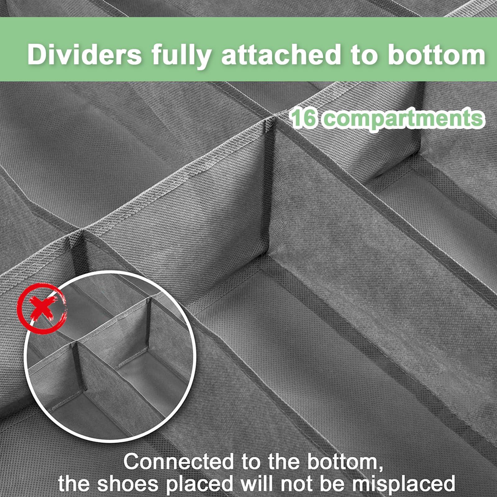 homyfort 32 Pairs Shoe Organizer Under Bed, Underbed Shoe Storage Boxes Bins, Organizador De Zapatos, Extra Large Zapateras Organizer, Grey, Set of 2