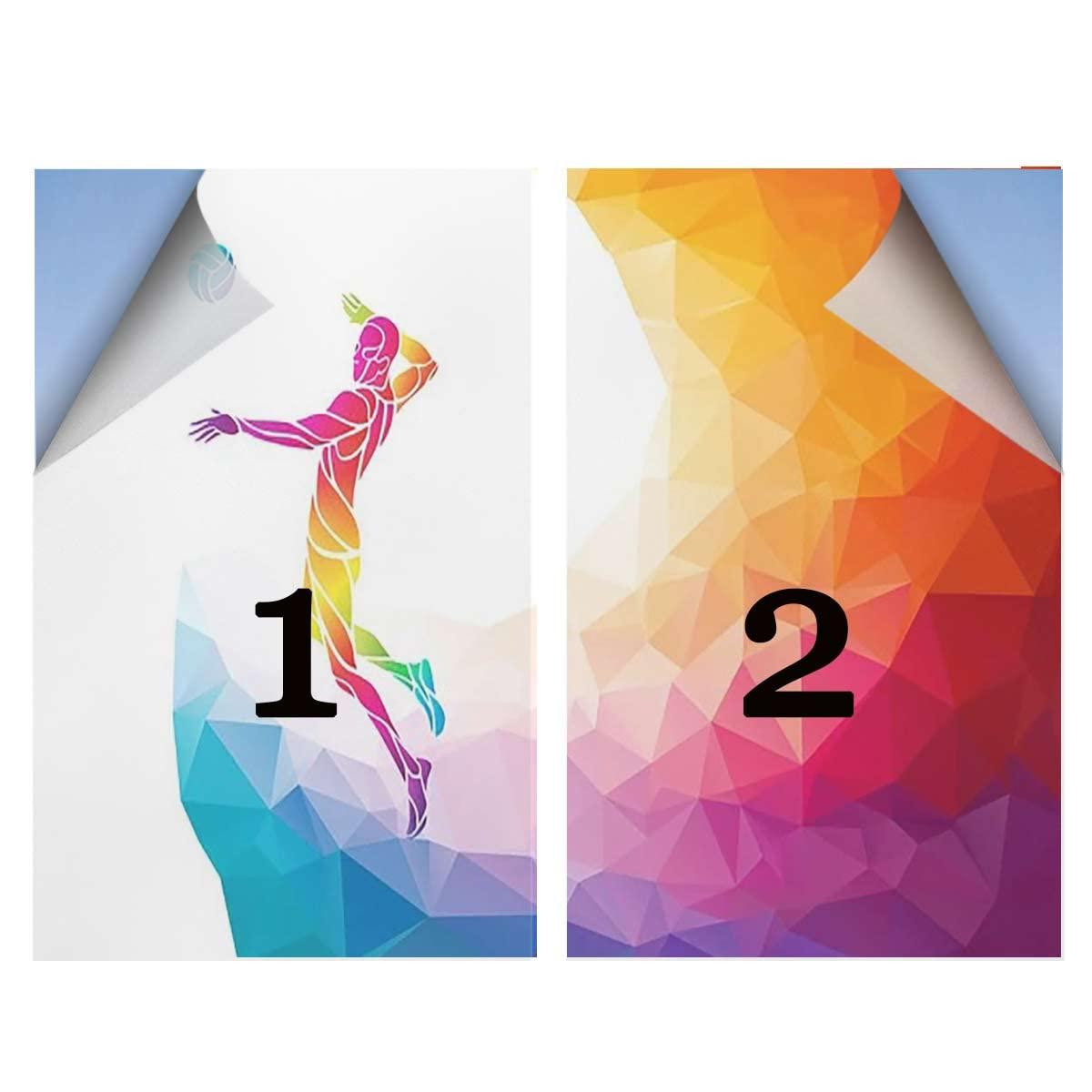 Generic White Orange Window Film Privacy Self Adhesive Static Cling Glass Window Sun Blocking Heat Control Decorative Decals for Bathroom Player Silhouette Rainbow Colored Vivid 17.7Wx23.6L-inch x2 Pcs