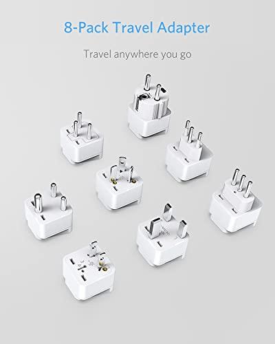 BESTEK BESTEK Worldwide Travel Plug Adapter Set, Grounded Universal Power Plug Adapter for USA to US, EU, AU, UK, GE, HK and More- 8 Packs
