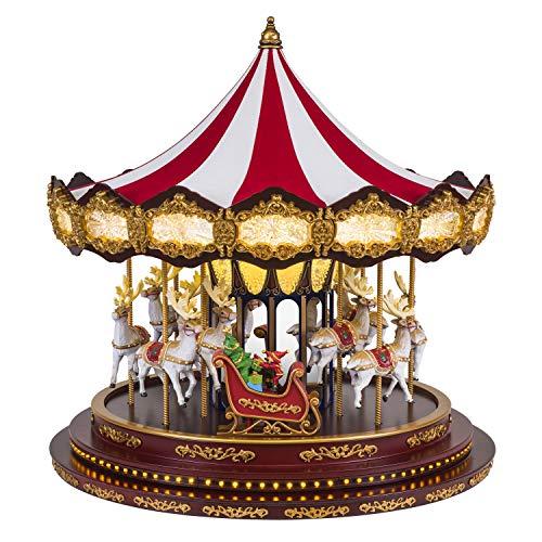 Mr. Christmas Mr. Christmas Deluxe Carousel Musical Animated Indoor Christmas Decoration, 15 Inch, Brown