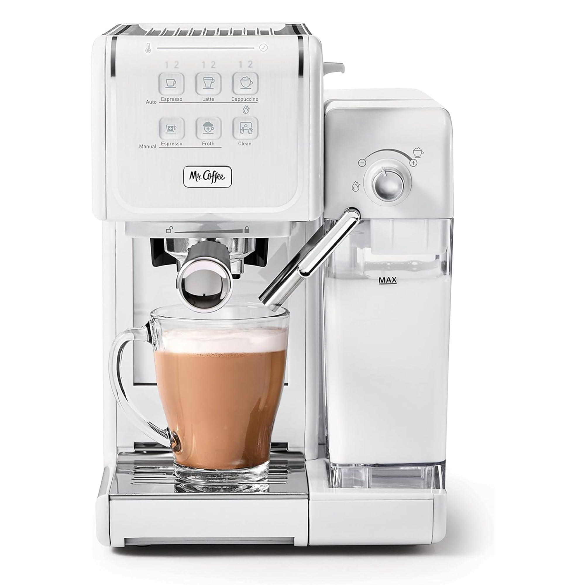 Mr. Coffee Mr. Coffee One-Touch CoffeeHouse - Espresso, Cappuccino, and Latte Maker, with Easy Serving Espresso (ESE) Pod compatibility - White