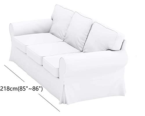 Custom Slipcover Replacement Heavy Cotton Ektorp 3 Seat Sofa Cotton Cover Replacement Compatible with IKEA Ektorp Three Seat Sofa Slipcover (Light Gray Durable Cotton)