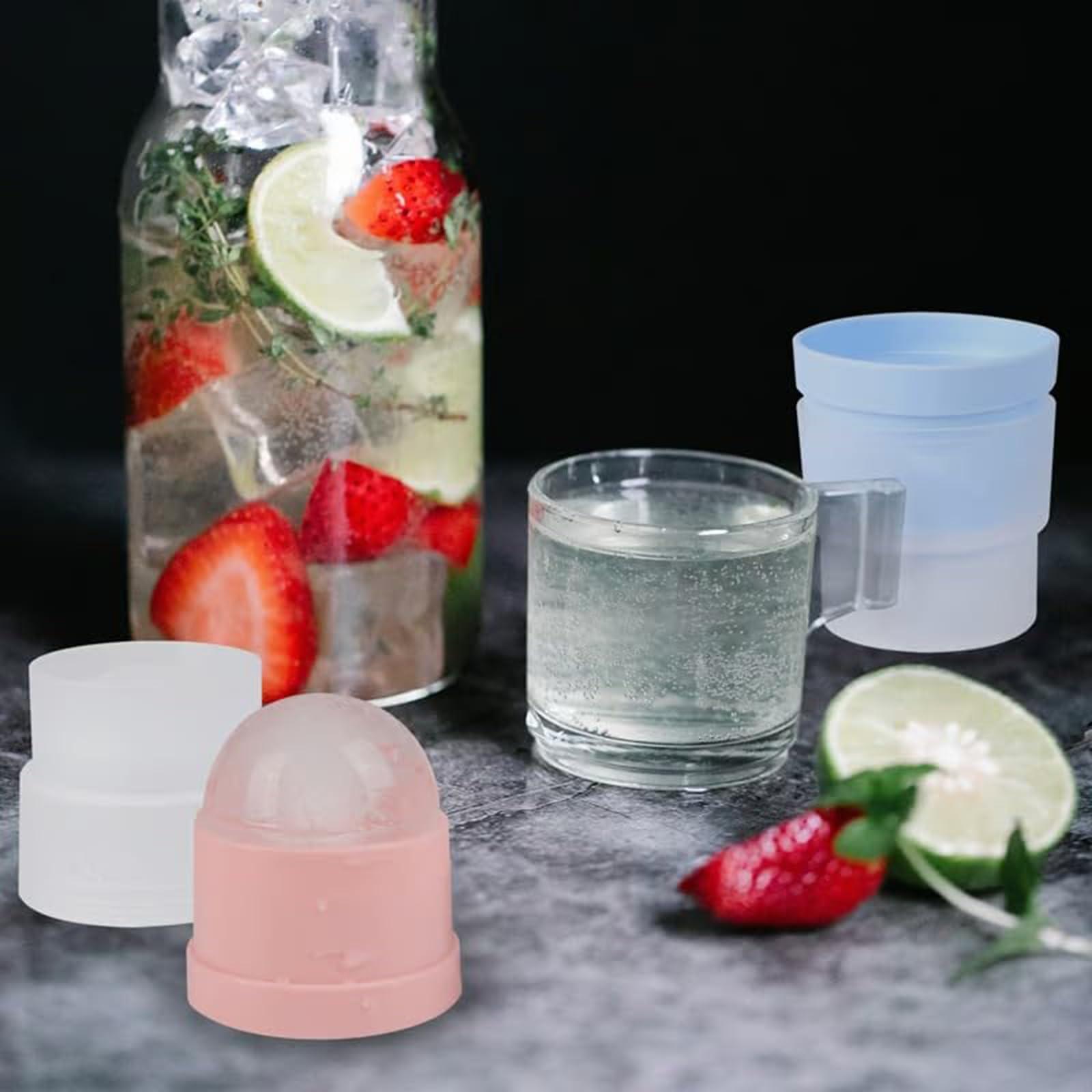 citosisk Food Grade Stackable Slow Melting DIY Ice Ball for Cocktail Whiskey, Ice Cube Silicone Mold, 2.5 Inch Big Ice Spheres, Whiskey Ice Cubes Mold, Ice Cube Silicone Mold (2, White)