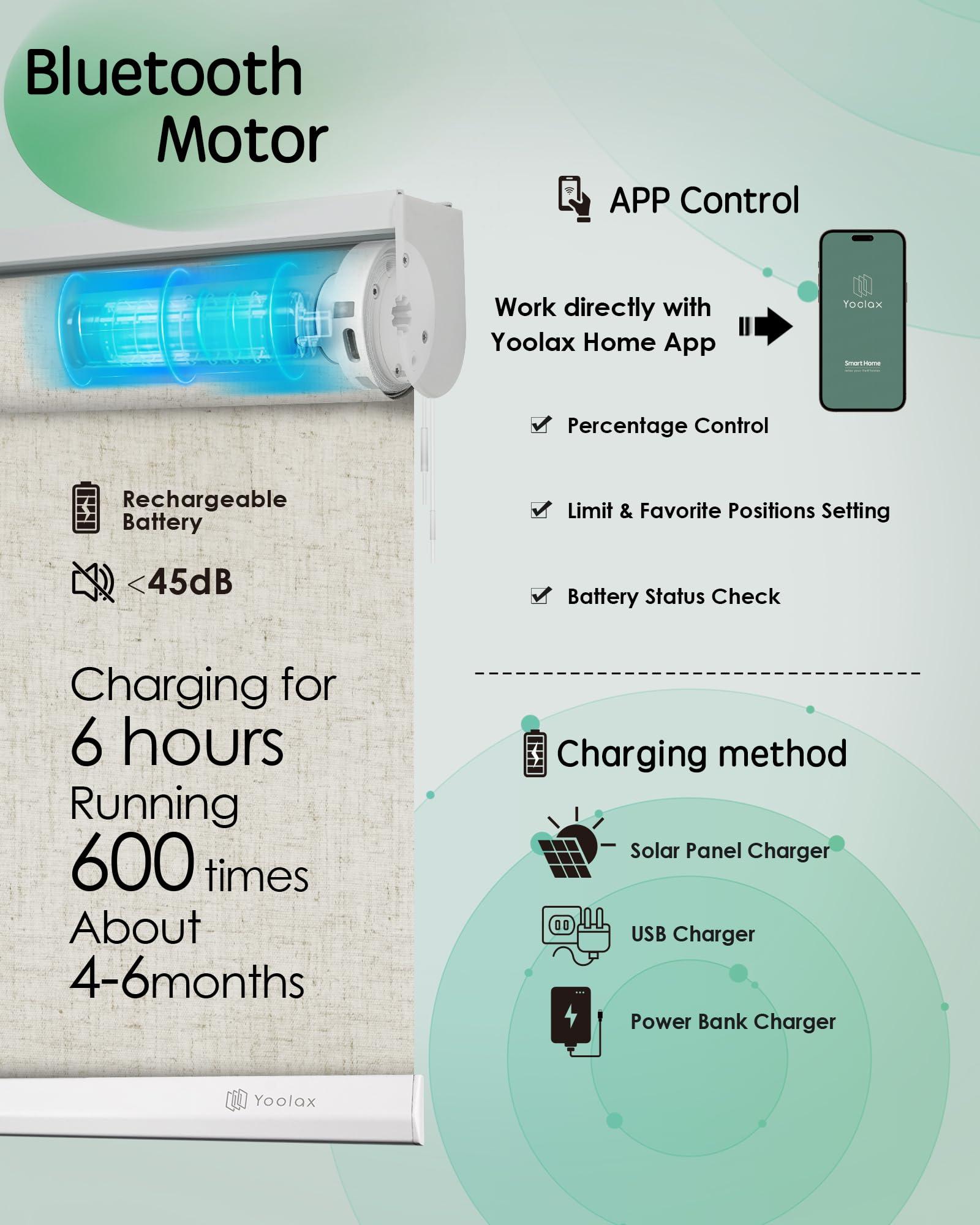 Yoolax Yoolax Motorized Blinds, Light Filtering Remote Shades for Indoor Windows, Cordless Automatic Roller Shades App Control for Bedroom Living Room Office (50% Shading Linen Beige, 22" W x 72" H)